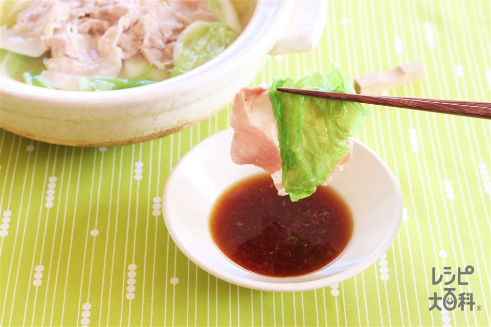 白菜と豚のおろししゃぶしゃぶ(白菜の葉+豚しゃぶしゃぶ用肉を使ったレシピ)