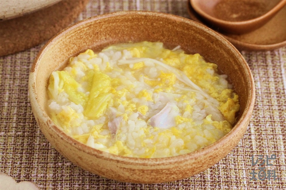 ちゃんこ鍋シメ雑炊(ご飯+溶き卵を使ったレシピ)