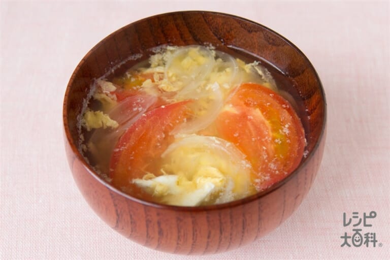 トマトのふんわり卵の味噌汁の人気レシピ 作り方 献立 味の素パーク の料理 レシピサイト レシピ大百科 トマトや溶き卵を使った料理