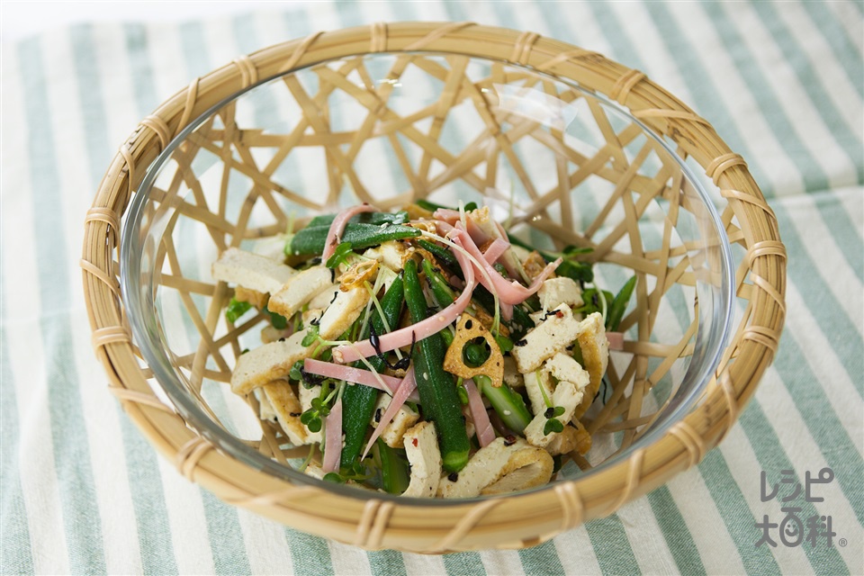あつあげたっぷりオクラの和風トスサラダ(厚揚げ+オクラを使ったレシピ)