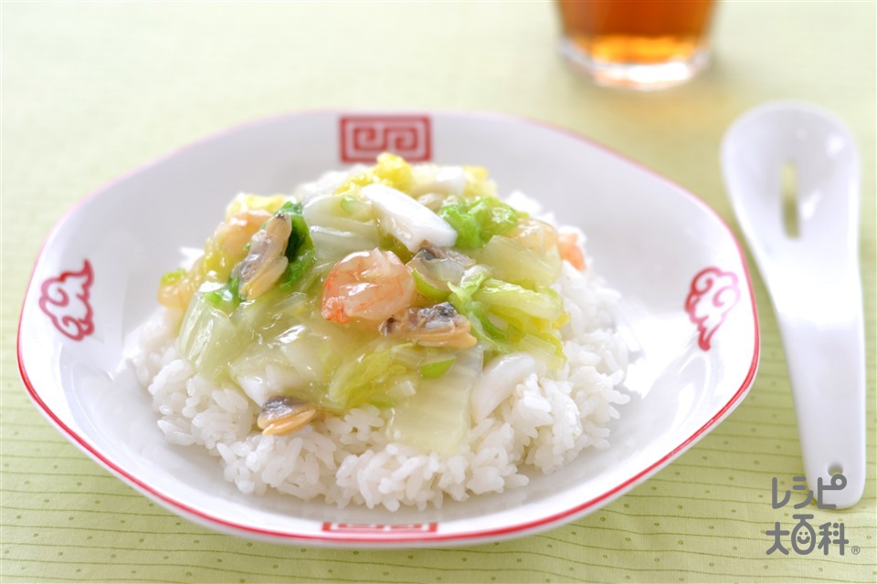 白菜と海鮮の中華丼(白菜+ご飯を使ったレシピ)