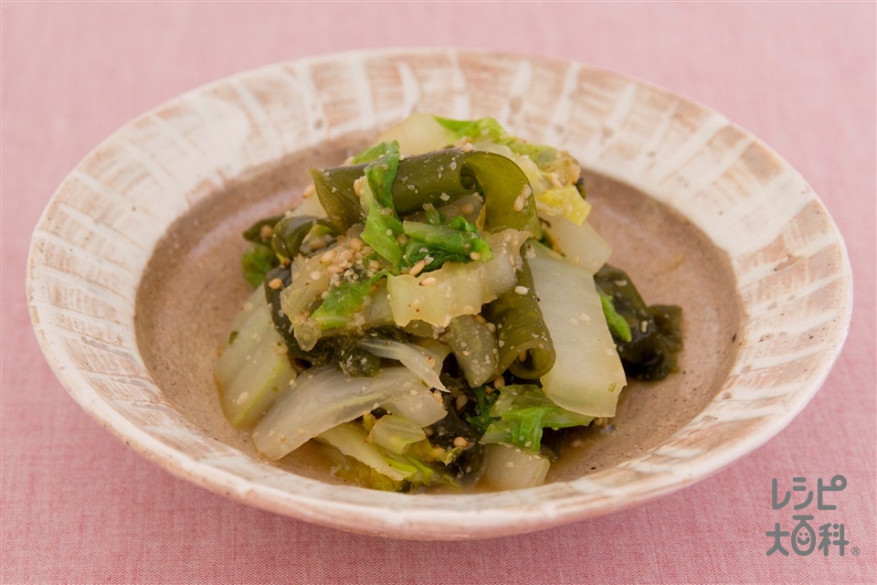 白菜とわかめのごま酢あえ(白菜+乾燥カットわかめを使ったレシピ)