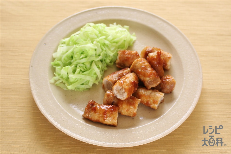 巻き豚肉のしょうが焼き(豚ロース薄切り肉+キャベツを使ったレシピ)