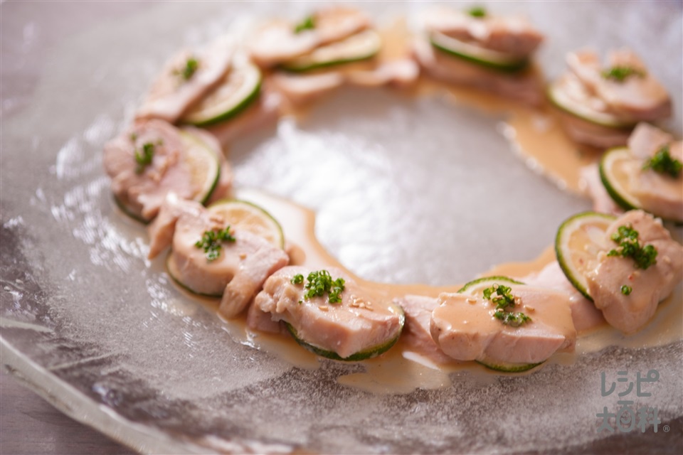 鶏とゆずのミルフィーユ蒸し(鶏もも肉+青ゆずを使ったレシピ)