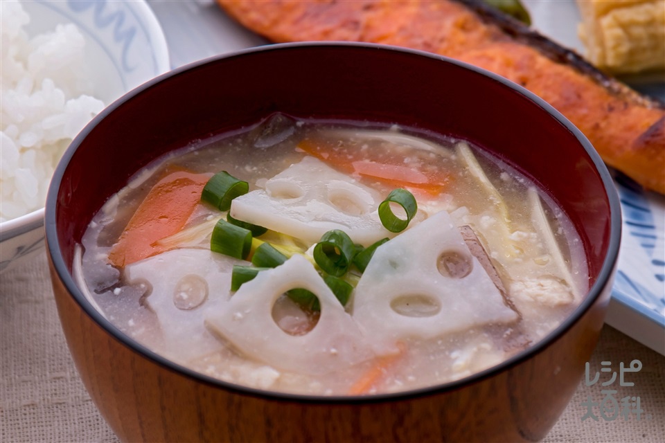 大根と連島レンコンのけんちん汁(大根+木綿豆腐を使ったレシピ)