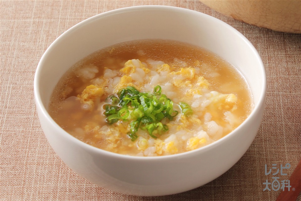 シメ雑炊（２人分）(ご飯+溶き卵を使ったレシピ)