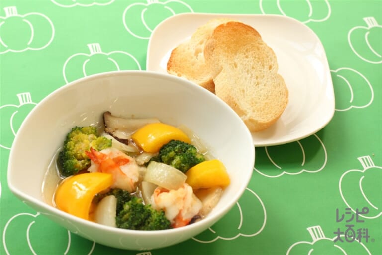 えびと野菜のアヒージョのレシピ 作り方 味の素パーク の料理 レシピサイト レシピ大百科 えびやブロッコリーを使った料理