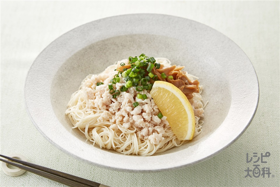 鶏塩まぜそうめん(そうめん+鶏ひき肉を使ったレシピ)