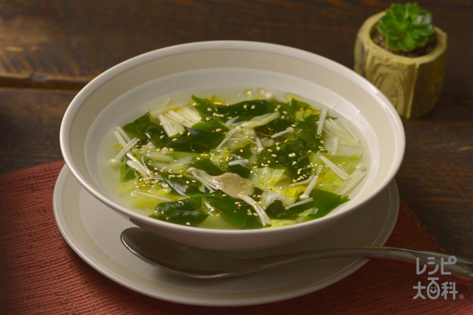 ナイスリメイク!レンチン白菜スープ(えのきだけ+しょうがのすりおろしを使ったレシピ)