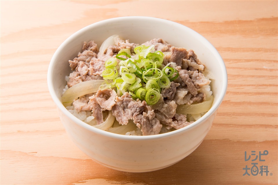 秒速　ガッツリ豚丼(豚こま切れ肉+ご飯を使ったレシピ)