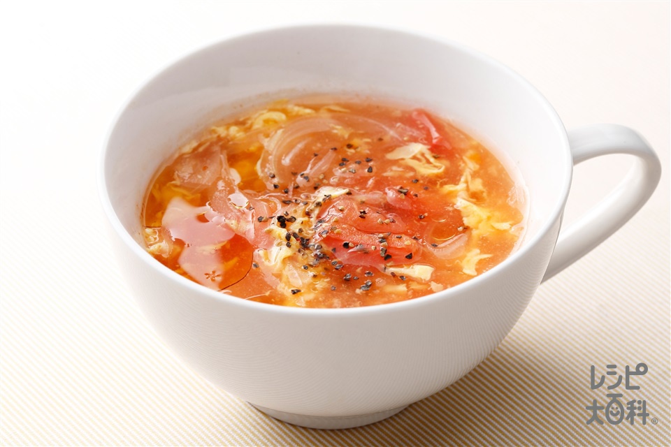 トマトと玉ねぎの中華スープ(トマト+玉ねぎを使ったレシピ)