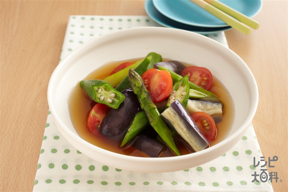 レンジで簡単！夏野菜の冷たい煮びたし(なす+ミニトマトを使ったレシピ)