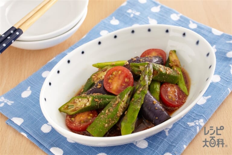 レンジで簡単！夏野菜の彩り胡麻和え