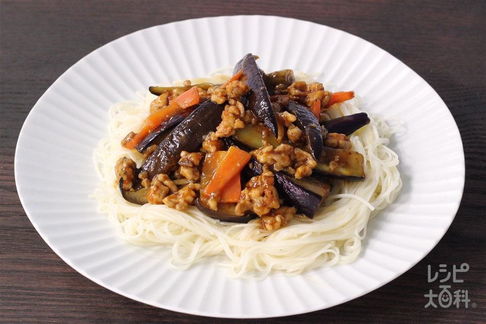 麻婆茄子そうめん(そうめん+なすを使ったレシピ)
