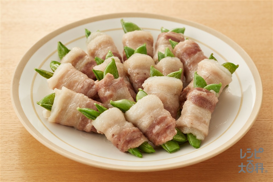 秒速　スナップエンドウ豚肉巻き(豚バラ薄切り肉+スナップえんどうを使ったレシピ)