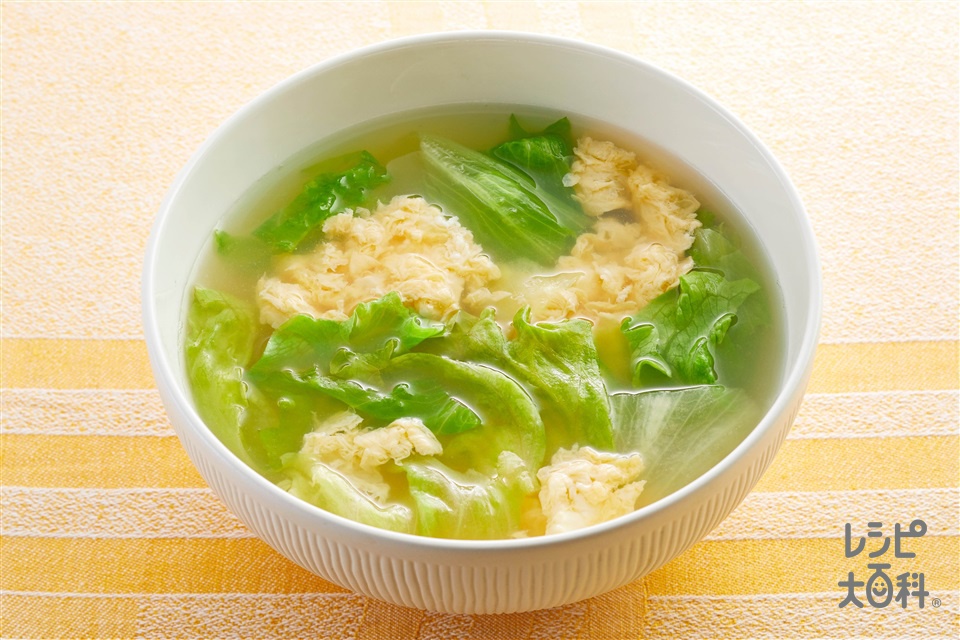 丸鶏ふわ玉レタススープ(レタス+溶き卵を使ったレシピ)