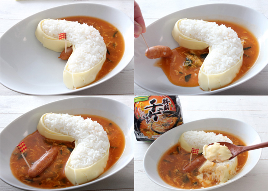 スープが流れる瞬間が“た、たまらない…!”「ダムスープかけご飯=DSKG」