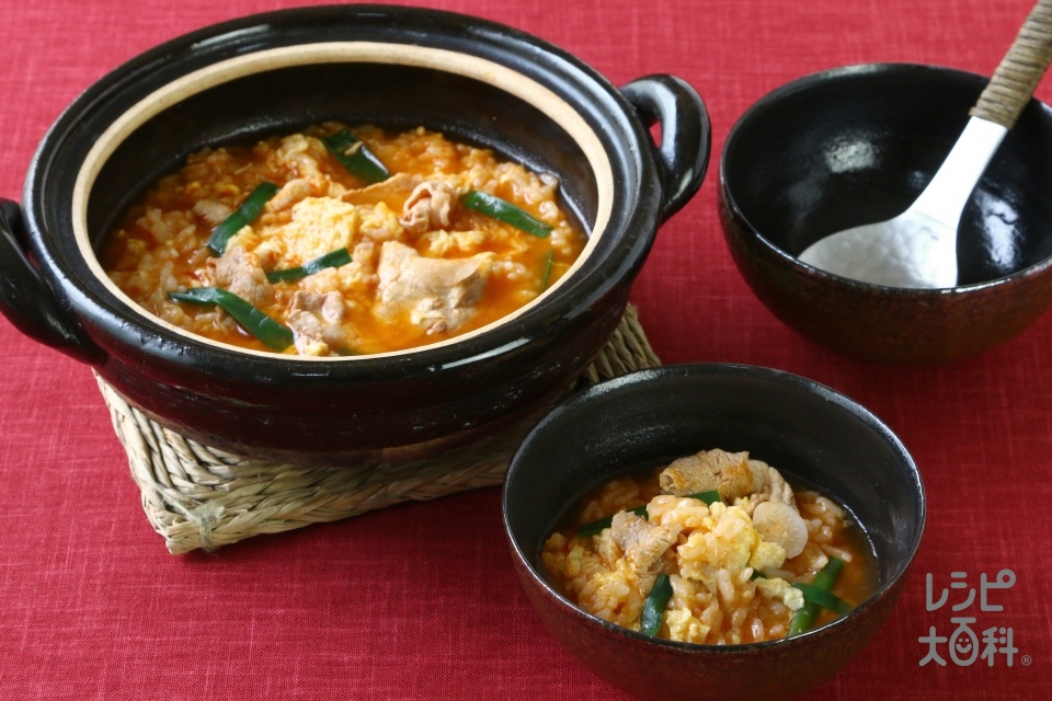 鍋の〆　キムチ卵雑炊