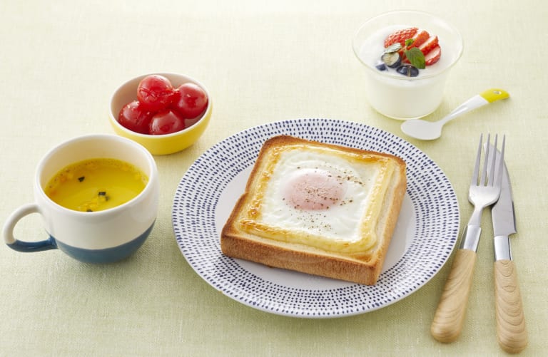 受験生応援レシピ!【朝食】ぶっかけマヨ目玉焼きトースト献立