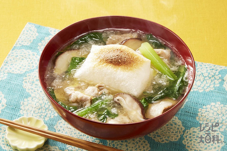 餅入りみぞれ汁(切り餅+豚ロース薄切り肉を使ったレシピ)