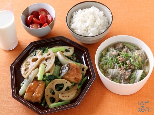 <夕食>たっぷり白菜のネギごまスープ