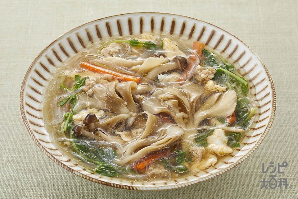 まい足し 春雨スープのレシピ 作り方 味の素パーク の料理 レシピサイト レシピ大百科 まいたけやしめじを使った料理