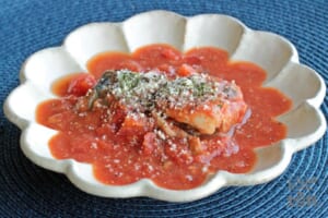 レンジで簡単!サバ缶のトマト煮