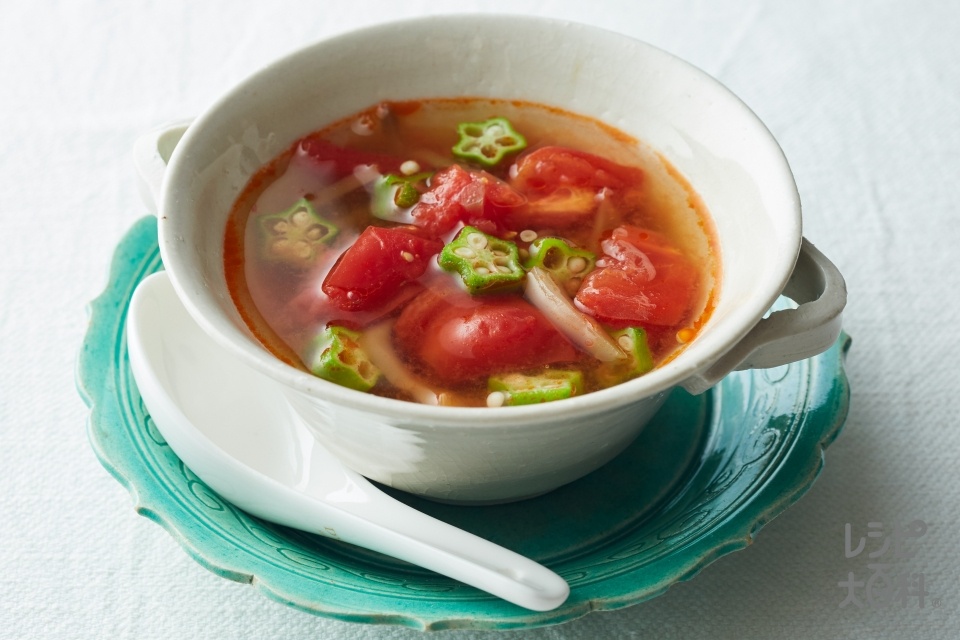 トマトとオクラのからすっぱスープ(トマト+オクラを使ったレシピ)