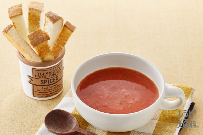 トースト × トマト dip スープ
