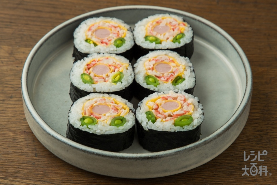 お花のサラダ風巻き寿司～魚肉ソーセージ～(米+魚肉ソーセージを使ったレシピ)