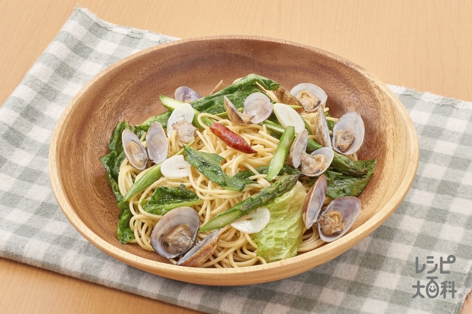 あさりと春野菜の和風パスタの献立 副菜 キャベツ塩昆布和え 汁物 けんちん汁 塩分控えめ 献立 メニュー 味の素パーク たべる楽しさを もっと