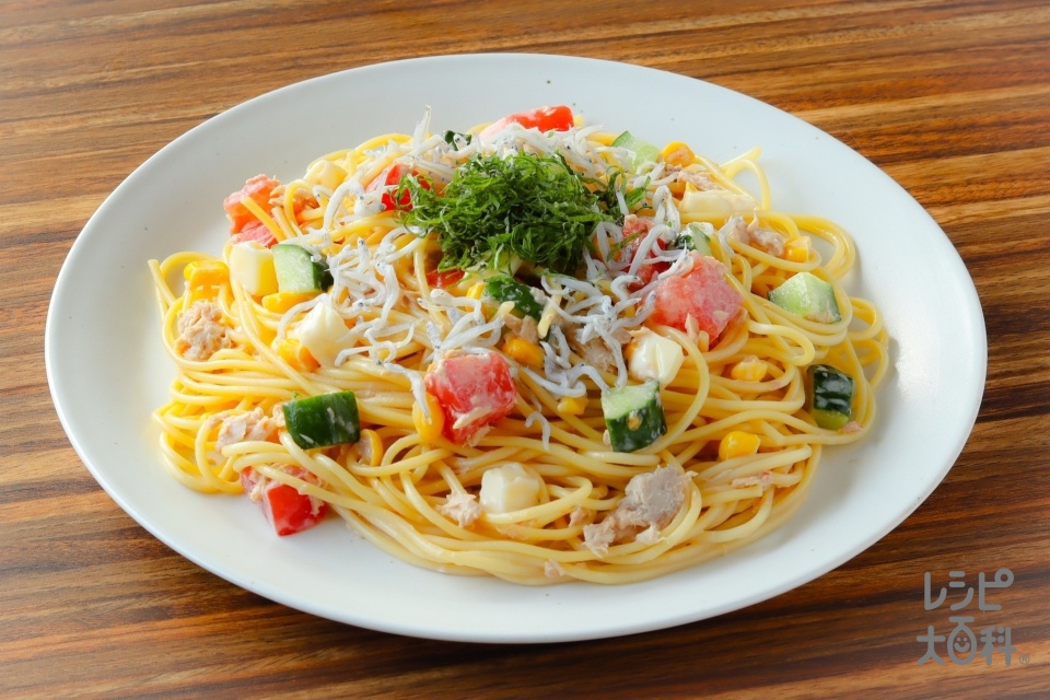 野菜とツナの和風サラダスパゲッティのレシピ 作り方 レシピ大百科 レシピ 料理 味の素パーク スパゲッティやツナ缶 ノンオイル を使った料理