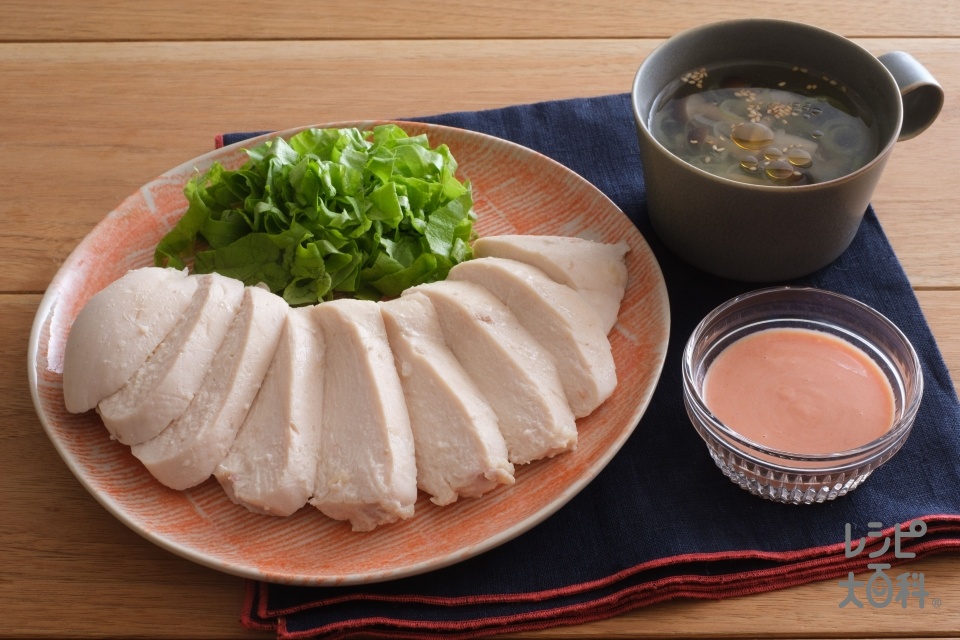 しっとりサラダチキン＆スープ(鶏むね肉（皮なし）を使ったレシピ)