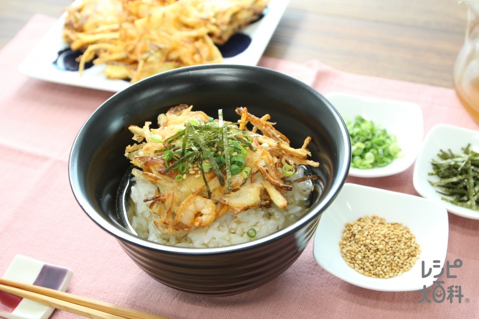 かき揚げ丼(玉ねぎ+ご飯を使ったレシピ)