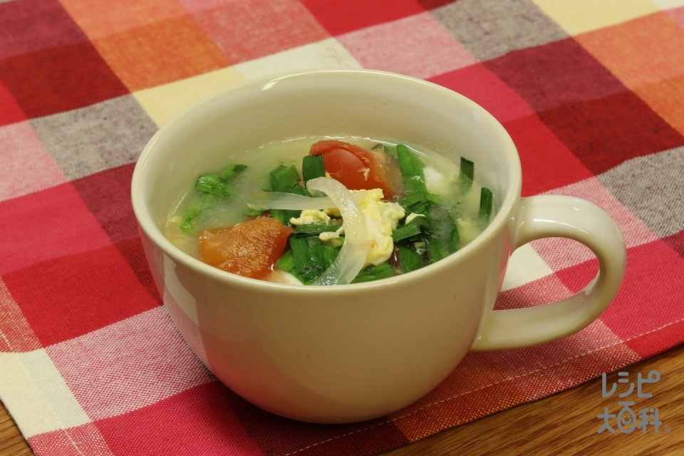 トマたまにらスープ(トマト+溶き卵を使ったレシピ)