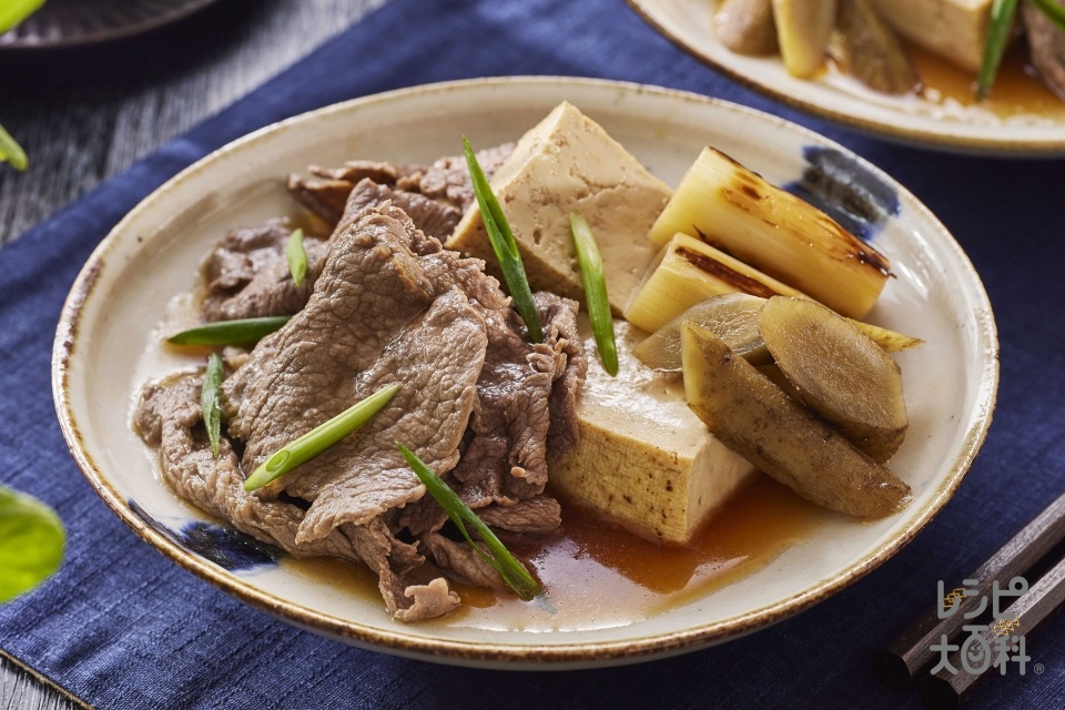 肉豆腐(牛バラこま切れ肉+焼き豆腐を使ったレシピ)