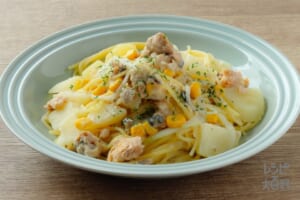 フライパン1つで!サーモン豆乳パスタ