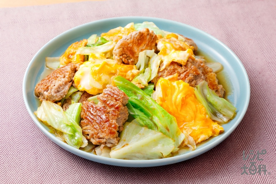 豚ひき肉かたまり焼き野菜炒め(豚ひき肉+キャベツを使ったレシピ)
