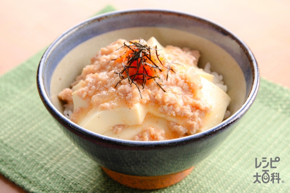明太あんかけ豆腐丼(絹ごし豆腐+温かいご飯を使ったレシピ)