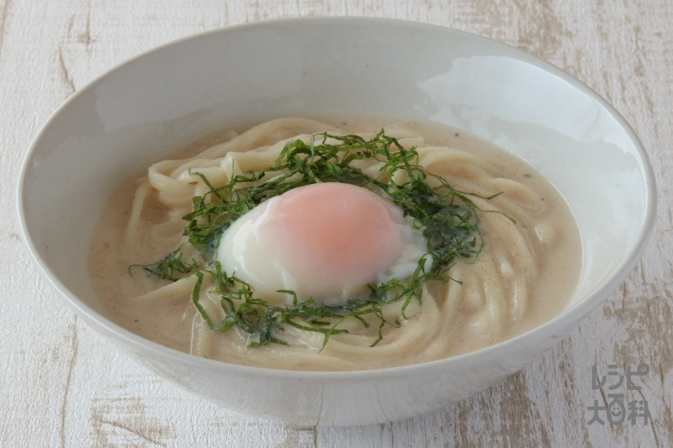 温玉タラモうどん(干しうどん+たらこを使ったレシピ)