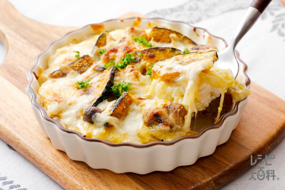 鶏とかぼちゃのクリームドリア(鶏もも肉+かぼちゃを使ったレシピ)