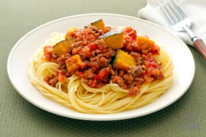 かぼちゃごろごろミートスパゲッティ