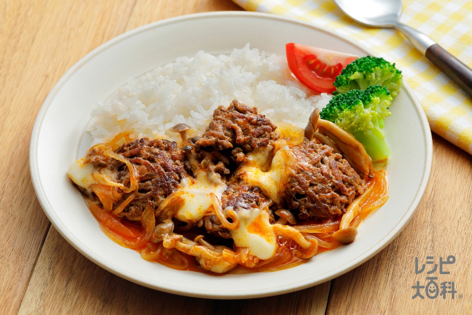 崩しチーズハンバーグ丼