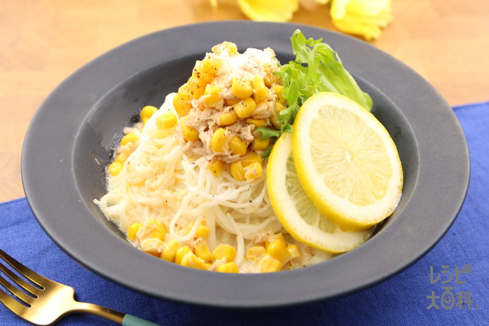 ツナとコーンの豆乳そうめん(そうめん+ツナ缶を使ったレシピ)