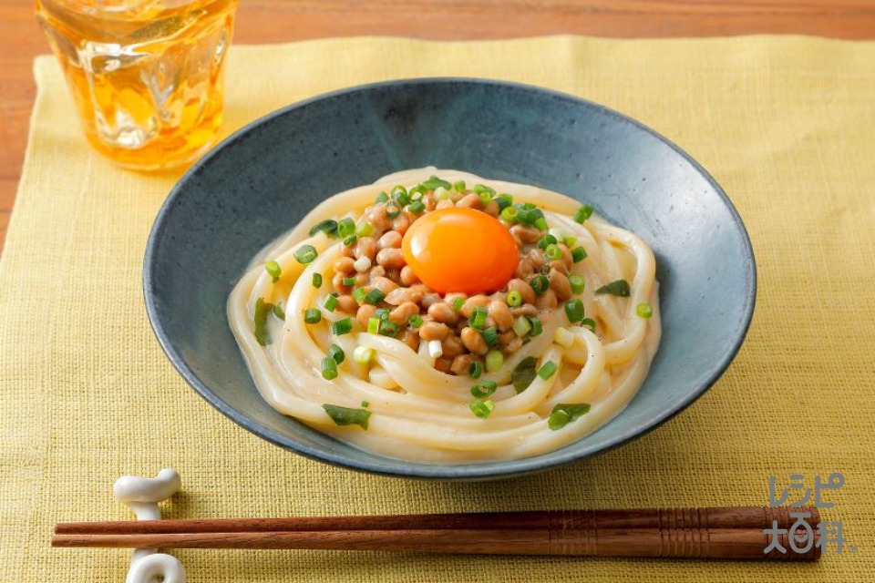 プロテインみその釜玉納豆うどん
