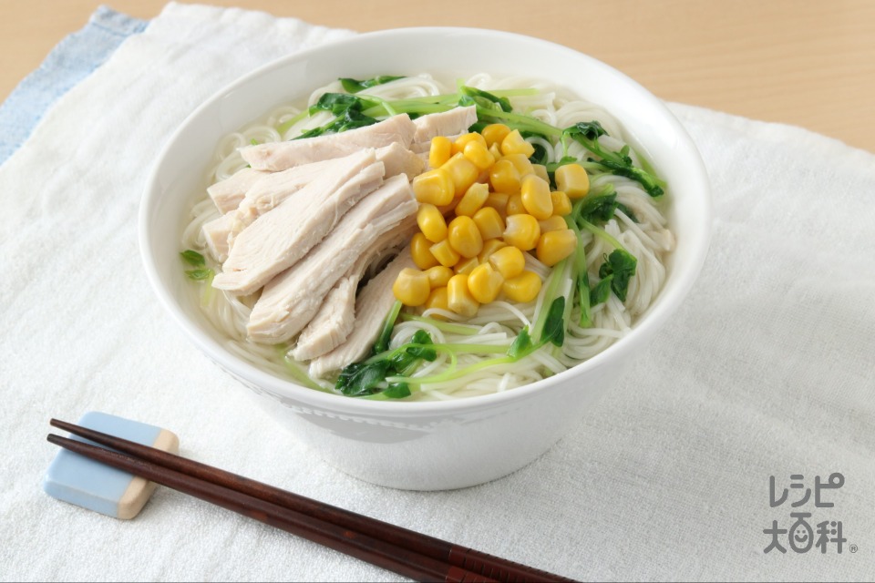 彩り鶏白湯にゅうめん