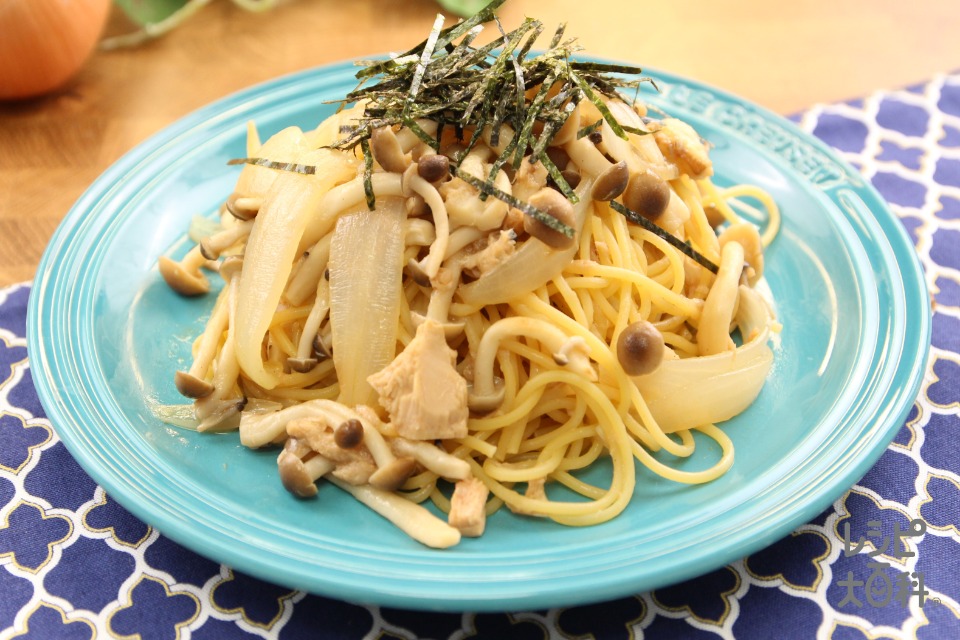 玉ねぎとツナの和風パスタ(スパゲッティ+ツナ油漬缶を使ったレシピ)