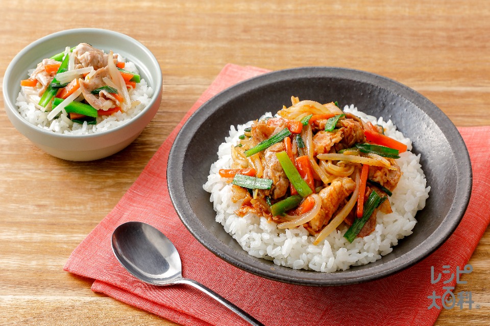 親子でビビンバ炒め丼（幼児食アレンジ）
