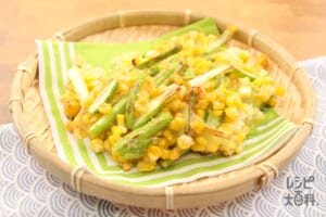アスパラととうもろこしのかき揚げ