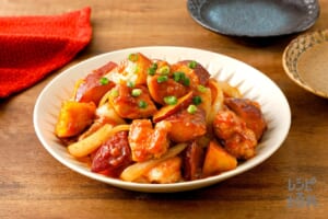 鶏とさつまいもの甘辛炒め